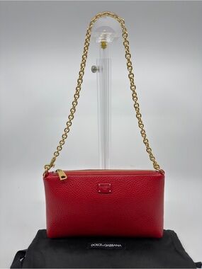 Dolce & Gabbana Dauphine Leather Chain Clutch/Pouch